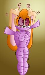 breasts bunny_girl female_only femsub furry large_breasts mummification mummy ring_eyes simple_background snakeythingy solo sonic_the_hedgehog_(series) vanilla_the_rabbit