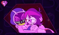 ahoge alien alien_boy alien_girl alternate_costume bare_shoulders cleavage collar collarbone eyebrows_visible_through_hair femsub glasses heterochromia hood hypno-scream_(hypnoscream) hypnoscream large_breasts love lying maledom mask mass_effect original pink_skin purple_hair quarian shiny_hair shiny_skin shorts simple_background smile spiral_eyes spiralwash_eyes tali'zorah_nar_rayya tube_top watermark