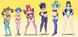 alternate_costume aria_(pokemon) barefoot blue_hair bra brown_hair cameltoe cleavage dlobo777 empty_eyes femsub garter_belt garter_straps green_hair headdress leggings lingerie long_hair mask midriff miette multicolored_hair multiple_girls multiple_subs opera_gloves panties pink_hair pokemon pokemon_x_and_y ponytail posing purple_hair red_hair rin_(yu-gi-oh!_arc-v) ruri_kurosaki serena_(yu-gi-oh!_arc-v) shauna short_hair tail thighhighs thong twintails wings yu-gi-oh! yu-gi-oh!_arc-v
