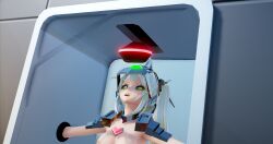  3d blonde_hair box clothed_exposure femsub helmet mmd nipples open_mouth personification restrained shoulder_pads small_breasts tears twintails ultra_lady_ceres_(gniidan1) ultraman visor yellow_eyes youknow 