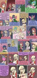 alisha_(tales_of_zestiria) alternate_form antenna_(biology) bandai_namco bappy_(hypnolandom) black_eyes blonde_hair blue_hair blush closed_eyes comic dialogue drinking edna_(tales_of_zestiria) empty_eyes english_text eye_color_change fairy femdom femsub glasses green_eyes green_hair hypnotic_drink hypnotic_slime liling_(bluenayru) mileena_weiss multicolored_eyes multiple_girls mythkaz original possession red_eyes red_hair rose_(tales_of_zestiria) slime smile speech_bubble story sweat tales_of_(series) tales_of_the_rays tales_of_zestiria text transformation umbrella