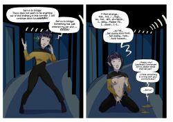  before_and_after black_hair brain_injection breasts comic dialogue dina-m elf_ears female_only femsub heavy_eyelids masturbation parasite short_hair solo star_trek text vulcan 