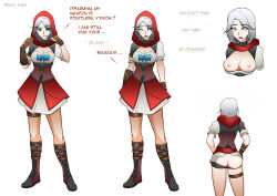  absurdres ashe_(overwatch) ass breasts comic cowgirl dialogue drool empty_eyes english_text expressionless eye_roll female_only femsub glowing glowing_eyes instant_loss nexus_light open_clothes open_mouth overwatch panties short_hair shrunken_irises skirt skirt_lift standing text topless trigger underwear white_hair 