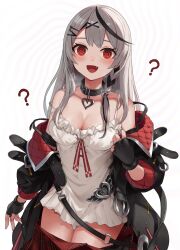  blush camisole chloe_sakamata collar confused femsub fingerless_gloves gloves hair_clips hololive kaguya large_breasts long_hair open_mouth red_eyes silver_hair smile spiral spiral_eyes sweat thighs undressing virtual_youtuber 