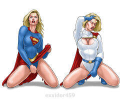  breasts dc_comics exxidor459 female_only femsub multiple_girls power_girl resisting supergirl tech_control unhappy_trance 