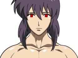  bare_shoulders breasts cleavage ghost_in_the_shell huge_breasts large_breasts manip motoko_kusanagi nude purple_hair red_eyes ring_eyes wifflecore_(manipper) 