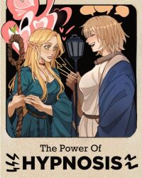 blonde_hair delicious_in_dungeon falin_touden femdom femsub hypnotic_breasts marcille_donato meme yuri