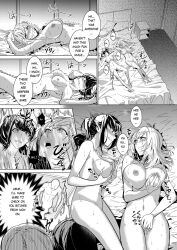 bottomless breast_sucking breasts comic cosplay duokuma exposed_chest female_only femsub ghost greyscale groping hard_translated hyoui_lover large_breasts masturbation monochrome multiple_girls nude orgasm possession tagme text topless translated underwear undressing yuri