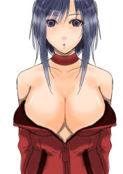 blue_hair breasts cleavage expressionless female_only femsub large_breasts long_hair manip open_clothes solo spiral_eyes symbol_in_eyes tiechonortheal_(manipper)