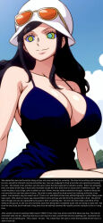  absurdres ass black_hair breasts caption cleavage clothed collarbone disney femsub hat huge_breasts hypnosex_(manipper) kaa kaa_eyes large_ass large_breasts lord-enonymous_(writer) maledom manip nico_robin one_piece outdoors redeyes300 smile sunglasses symbol_in_eyes text the_jungle_book 