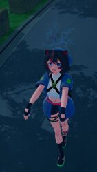 3d animal_ears belt belted_skirt clothed drool female_only femsub gloves hat jacket latina open_mouth rakkun renegadeshad0w shirt short_hair sneakers tail tongue_out virtual_youtuber zombie_walk