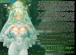 absurdres blue_hair blush breasts bridal_gauntlets bridal_veil caption caption_only ceres_fauna cleavage closed_eyes clothed clothed_exposure exposed_chest female_only femdom forest goddess golden_scythe_(manipper) gradient_text green_hair hololive hololive_english horns hourglass_figure hypnotic_breasts jagaimo large_breasts large_hips long_hair male_pov manip multicolored_hair orgasm orgasm_command pov pov_sub smile text wedding_dress wholesome 