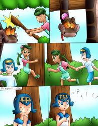 blue_hair comic disney green_hair jerrydestrtoyer kaa lana_(pokemon) loli mallow_(pokemon) multiple_girls nintendo pokemon snake the_jungle_book trance_break