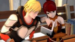  3d amateurthrowaway animated animated_gif ass black_hair blonde_hair breasts clothed empty_eyes femdom hypnotic_ass jaune_arc kali_belladonna large_breasts long_hair malesub netorare open_mouth ponytail pyrrha_nikos red_hair rwby smile source_filmmaker text 