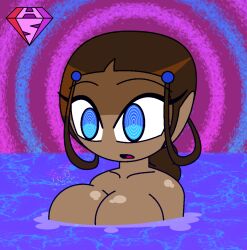  aged_up avatar_the_last_airbender blue_eyes braid brown_hair collarbone convenient_censoring dark_skin eyebrows_visible_through_hair eyelashes femsub hypnoscream katara large_breasts nickelodeon nude open_mouth ring_background ring_eyes solo surprised tied_hair water 