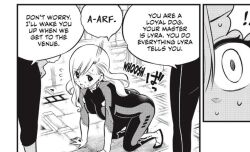 edens_zero femdom femsub long_hair maledom monochrome official_art pet_play rebecca_bluegarden screenshot tagme translated