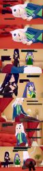  absurdres animal_ears black_eyes blue_hair carla_(fairy_tail) cat_ears cat_girl cat_tail closed_eyes clothed cyanstargazer dialogue english_text fairy_tail female_only femdom femsub hair_covering_one_eye long_hair multiple_girls multiple_subs tail tears text wendy_marvell white_eyes white_hair whitewash_eyes 