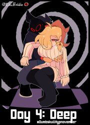 bliss_(elecbabble) carrying elecbabble expressionless groping spiral_background x_(elecbabble)