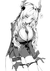  blue_archive blush bra breasts cleavage confused drool female_only femsub gloves greyscale horns large_breasts long_hair looking_at_viewer military_uniform mole monochrome panties panty_pull ring_eyes satsuki_(blue_archive) simple_background sweat tie underwear white_background yamamoto_kichiko 