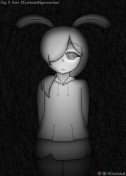 arms_behind_back black_background bunny_ears bunny_girl clothed cora_(sunnynight) dress_shirt drool dumbskull expressionless eyebrows_visible_through_hair female_only femsub furry hair_covering_one_eye hypnovember long_hair looking_at_viewer open_mouth original ponytail short_skirt skirt solo static_eyes thighhighs transfem transgender_identity 