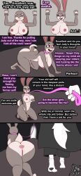 anal bottomless breasts bunny_girl collar comic corruption dialogue disney dual_persona evil_smile femsub furry hypnotic_audio hypnotic_drug judy_hopps leash multiple_persona nude restrained sex_toy speech_bubble text topless trigger western zootopia