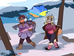 altered_perception beach blonde_hair boots brown_hair dazed dream earmuffs elecbabble female_only femsub fur_coat happy_trance long_hair original pulse_(carolina-hypno) scarf skirt snow spiral_eyes sweater tan_skin undressing wisp_(fairyprincessjess)