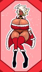bimbofication blonde_hair christmas femsub huge_breasts large_breasts lipstick original scorch_(zuoo0202) thighhighs zuoo0202