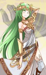  arm_bands blush breasts crown dazed dress drool eye_roll female_only femsub finger_snap gladiator_sandals goddess green_eyes green_hair jewelry kid_icarus manip master_hand necklace nintendo open_mouth palutena pompom_(manipper) sketch spiral super_smash_bros. total9 traditional very_long_hair 
