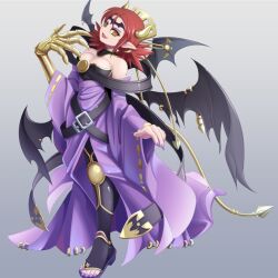  alternate_costume angie_hinomoto bandai_namco breasts brown_hair cleavage digimon empty_eyes eyeshadow femsub k0n0n lilithmon makeup nail_polish possession tagme toenail_polish wings 
