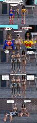3d absurdres barefoot batman_(series) black_hair blonde_hair breasts catwoman dc_comics exposed_chest feet female_only fembot femsub graybot large_breasts robot robotization super_hero supergirl superman_(series) tech_control text theheckle western whitewash_eyes wonder_woman