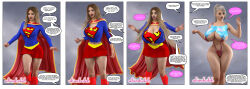 3d abimboleb age_progression ass_expansion bimbofication blonde_hair breast_expansion comic corruption dc_comics huge_breasts large_breasts supergirl transformation