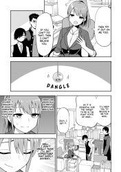 blush breasts comic english_text femsub large_breasts maledom momoko_irosaki mousou_sensei official pendulum ponytail smile speech_bubble teacher traditional_hypnosis yuu_negishi yuzuchiri