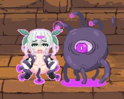  animated animated_gif arm_warmers aura bangs blush bottomless clothed_exposure ekuran2222 elf elf_ears eye_roll female_only femsub green_eyes hypnotic_tentacle monster navel nipples open_mouth pink_eyes pixel_art shoes solo tentacle_sex tentacles thighhighs tongue topless twintails vaginal white_hair 