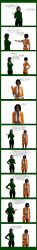 3d absurdres comic dialogue female_only femsub green_hair kathy_(theheckle) original pat_(theheckle) spiral_eyes symbol_in_eyes text theheckle