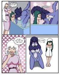  animal_ears blue_hair bottomless breasts caption dog_pose empty_eyes femsub furry happy_trance idpet jewel_(niceguy) long_hair magic nude original pet_play red_eyes tail tail_growth text tongue tongue_out topless transformation werewolf xiana_(niceguy) 