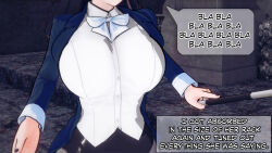 aware bow_tie breasts clothed dc_comics dialogue dogdog english_text magic_wand magician text zatanna_zatara