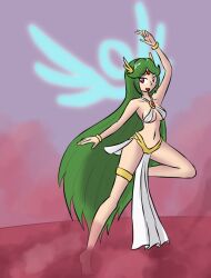  dancing femsub goddess green_hair harem_outfit hypnotic_accessory kid_icarus long_hair mythkaz nintendo palutena 