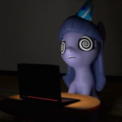  3d animated animated_gif computer femsub furry my_little_pony night open_mouth original spiral_eyes symbol_in_eyes table tech_control 