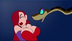  animated bare_shoulders cleavage coils colorrings disney femsub happy_trance jessica_rabbit jungle kaa kaa_eyes large_breasts maledom mowgli night one_eye_open ping red_hair red_lipstick resisting smile snake sound tagme tail the_jungle_book video voice_acted who_framed_roger_rabbit 