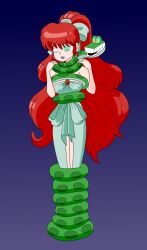  bare_shoulders coils crossover disney dress earrings femsub gradient_background hypnotic_eyes kaa kaa_eyes maledom megatronman one_eye_open ponytail ranma_1/2 ranma_saotome_(female) red_hair snake the_jungle_book very_long_hair 
