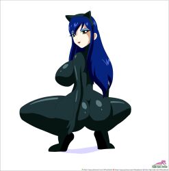 absurdres age_progression ass blue_hair bodysuit breasts cat_ears cleavage corruption fairy_tail fake_animal_ears femsub large_ass large_breasts lipstick long_hair makeup red_lipstick seductive_smile sideboob smile wendy_marvell winxtang