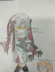  absurdres antenna empty_eyes fate/grand_order fate_(series) female_only femdom femsub open_mouth santa_lily_(fate/grand_order) short_hair sketch text tobyakafuji yellow_eyes zombie_walk 