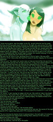 bibla499_(manipper) breasts caption dialogue draenei female_only femdom femsub glowing glowing_eyes hypnotic_eyes large_breasts manip spiral_eyes symbol_in_eyes text warcraft yuri