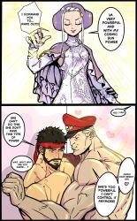  aware bare_shoulders beard blush body_control brown_hair cap capcom capcom_fighting_jam closed_eyes comic denial dialogue english_text femdom goddess heart hypnotic_magic hypnotic_voice ingrid_(capcom) m._bison malesub multiple_boys multiple_subs muscle_boy psychic puckered_lips rocckart ryu_(street_fighter) short_hair smile smirk sparkle speech_bubble street_fighter sub_on_sub tagme text topless yaoi 
