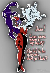  absurdres alien androgynous androgynous_dom angry aware batman_(series) batman_beyond breasts clothed dc_comics dialogue eagle_bacon english_text femdom femsub gentleman_ghost ghost hand_on_hip harley_quinn hat hypnotic_slime inque jester maledom multiple_doms multiple_possessors non-binary non-binary_dom parasite possession slime smile standing starro super_hero text the_flash_(series) 
