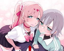 ahko ai_art blonde_hair drugged femsub glasses grey_hair happy_trance heart_eyes kiss_zombie kissing rentarou_aijou stable_diffusion_(ai) stabletomboy_(generator) suu_hifumi the_100_girlfriends_who_really,_really,_really,_really,_really_love_you