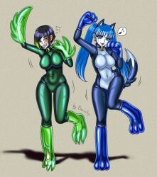  animal_ears bell bell_collar black_hair blue_eyes blue_hair blush bodysuit breasts character_request collar dancing drone dronification fake_animal_ears fake_tail female_only femsub green_eyes green_hair hypnovember large_breasts long_hair multicolored_hair multiple_girls multiple_subs original porniky resisting short_hair simple_background smile spiral_eyes symbol_in_eyes tail transformation twintails 