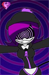  alternate_form androgynous_sub aura beanie breasts fangs femdom goth hoodie hypnoscream murder_drones pov_sub purple_eyes purple_hair ring_background ring_eyes robot_girl shiny_hair simple_background smirk solo tail uzi_doorman zipper 