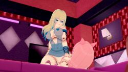 3d blonde_hair blue_hair body_writing cat_boy cat_ears doll doll_joints dollification empty_eyes expressionless femboy femdom hypnotized_dom jamie_(blakiee) koikatsu! lipstick liz_(blakiee) magic malesub milena original pink_hair puppet sex sex_toy transformation