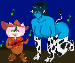 animated animated_gif breasts darkpyuru glasses happy_trance home_on_the_range hucow huge_breasts hypnotic_music kneeling music nyarukavt pixel_art ring_eyes topless virtual_youtuber